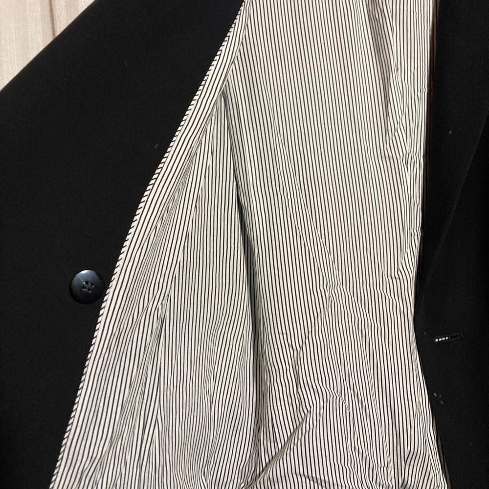 Maeve Anthropologie Black Double Breasted Pinstripe Lined Blazer XS Minimalist - Picture 5 of 7